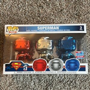 Funko Pop! Heroes Superman Vinyl Figures 3-Pack - Red, Silver, Blue